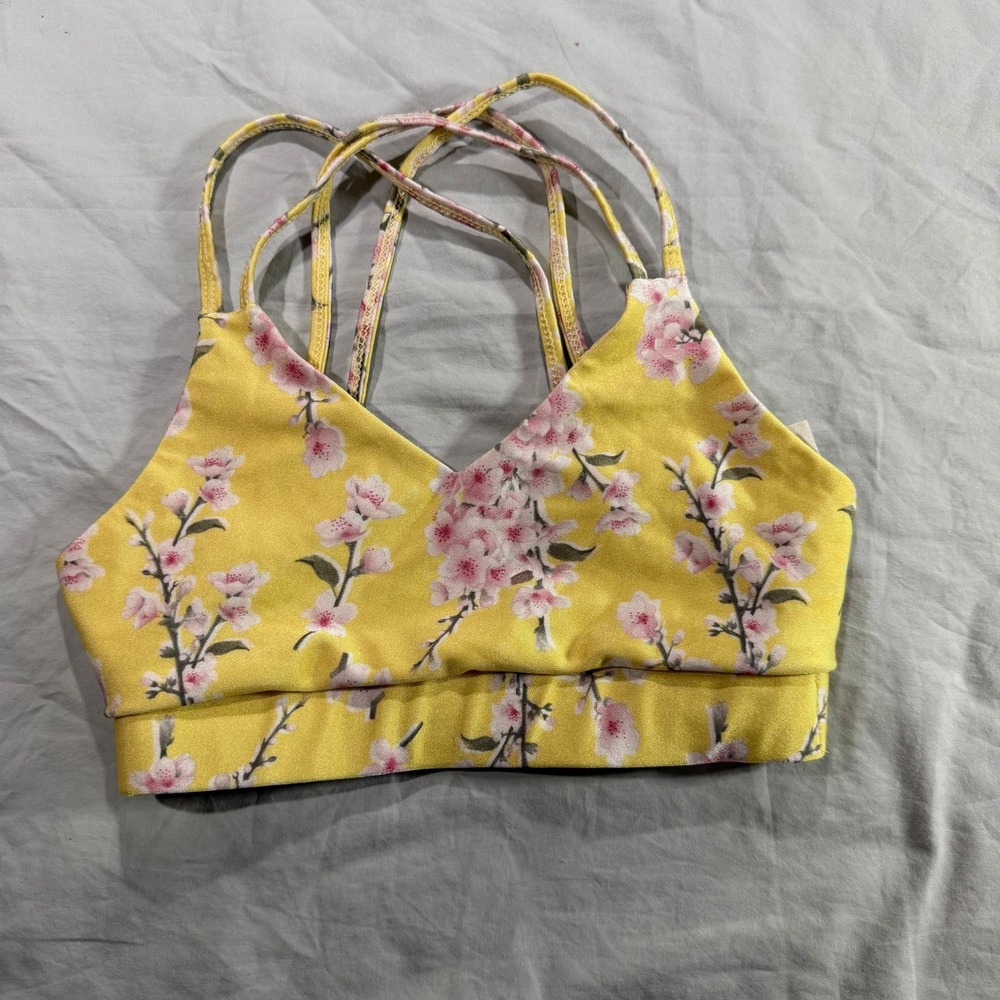 Purple Pixies Kids Yellow Floral Cherry Blossom Strappy Back Dance Top Size CM